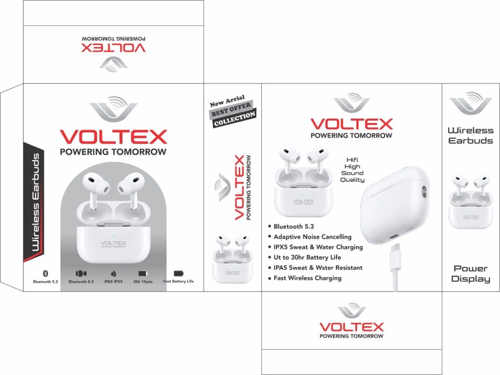 Voltex Wireless Earbuds Official Box Packaging